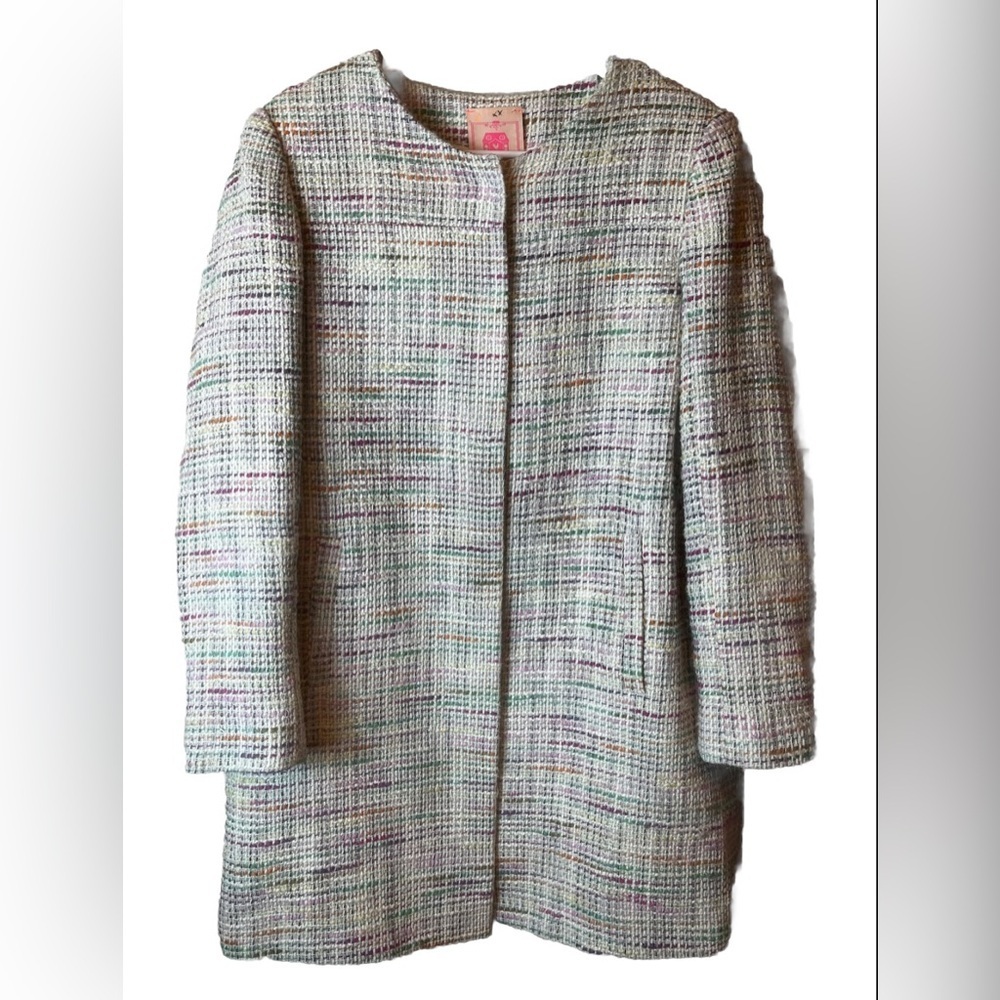 Vilagallo Colorful Tweed Blazer Style Longline Jacket Size 46/ US L